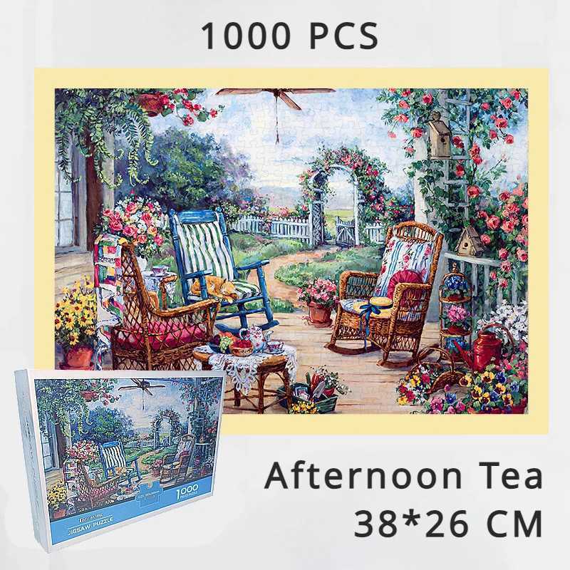3826cm Mini Jigsaw Puzzle Paper 1000 Pieces Afternoon Tea Adult Stress Relief Children Educational Entertainment Christmas Gift Z251209-image-1097151120