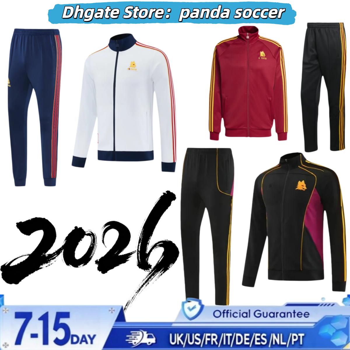 2026 2027 Roma Men's Kids kit Soccer tracksuit 25 26 LUKAKU TOTTI Soccer Tracksuits Half Zipper Long Sleeve Football Training Uniform Chandal S
