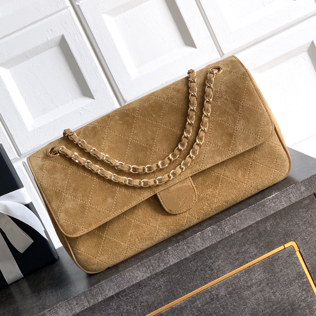 2026 maxi flap mirror quality designer suede leather women shoulder lady sac luxury quilted purses big 33cm shopping bags large double cover bag han