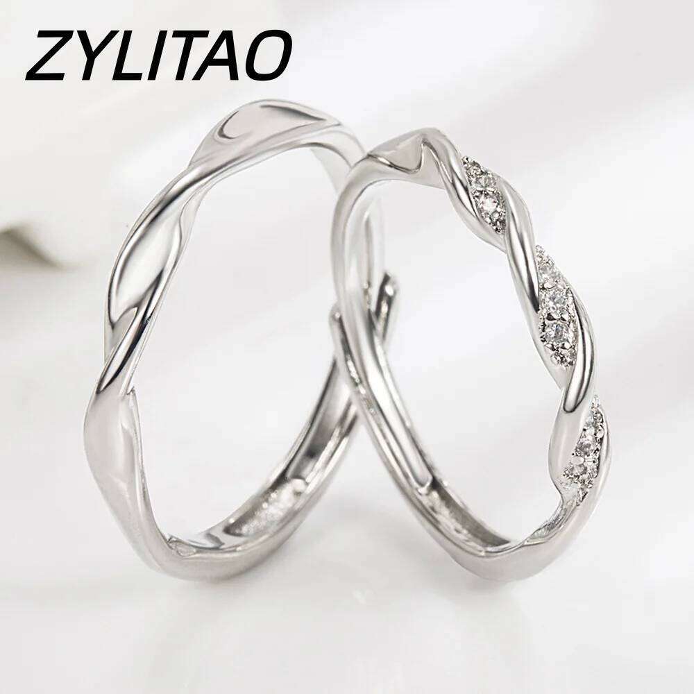 925 Sterling Silver Mobius Couple Ring Inlaid With Aaa Zircon Valentine's Day Anniversary Gift W260311-image-1097293373