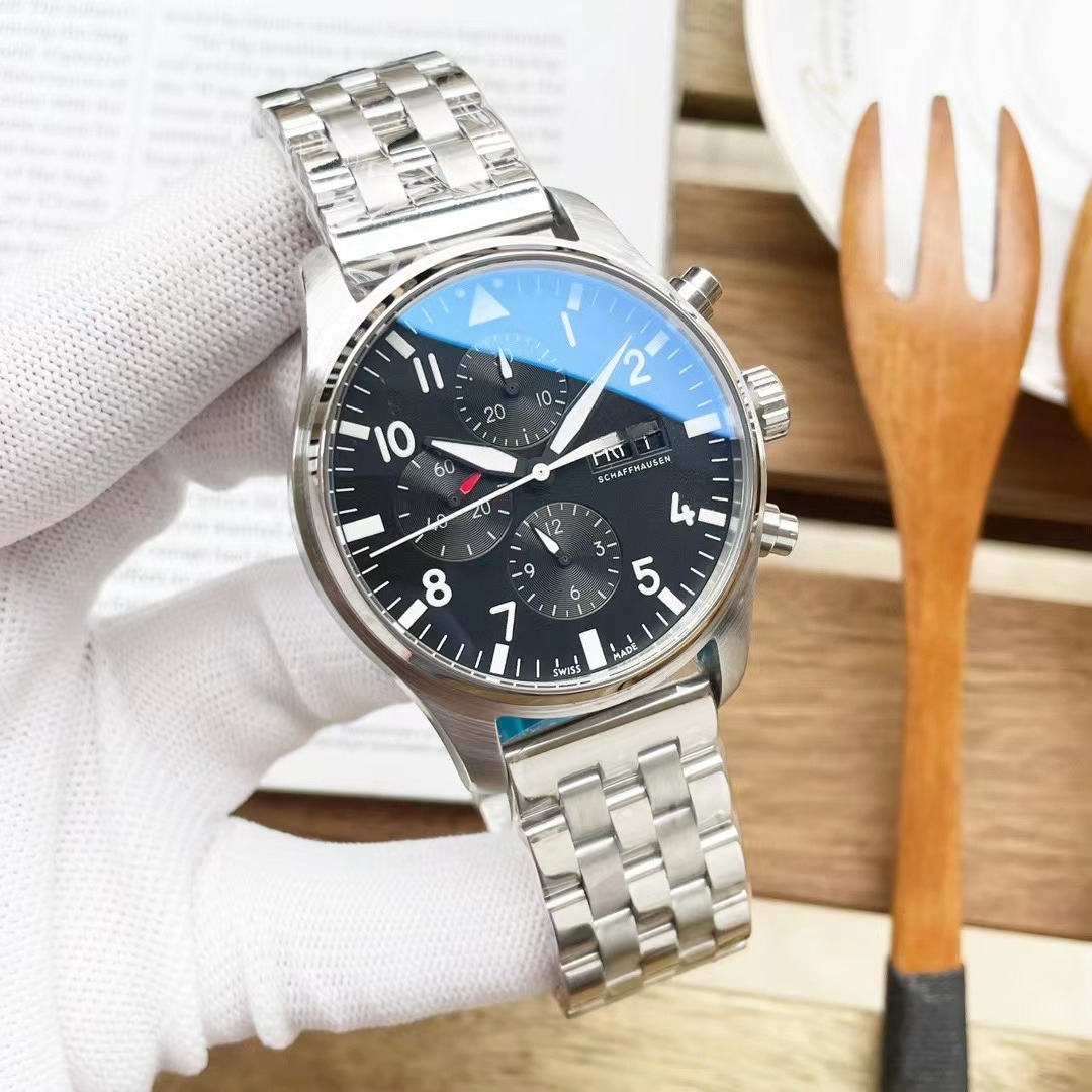 New Color Green Chronograph Automatic Mechanical Luxury Mens IWity Watch Designer Watches Premium Quartz Stainless Steel Bracelet Glass Waterproof W