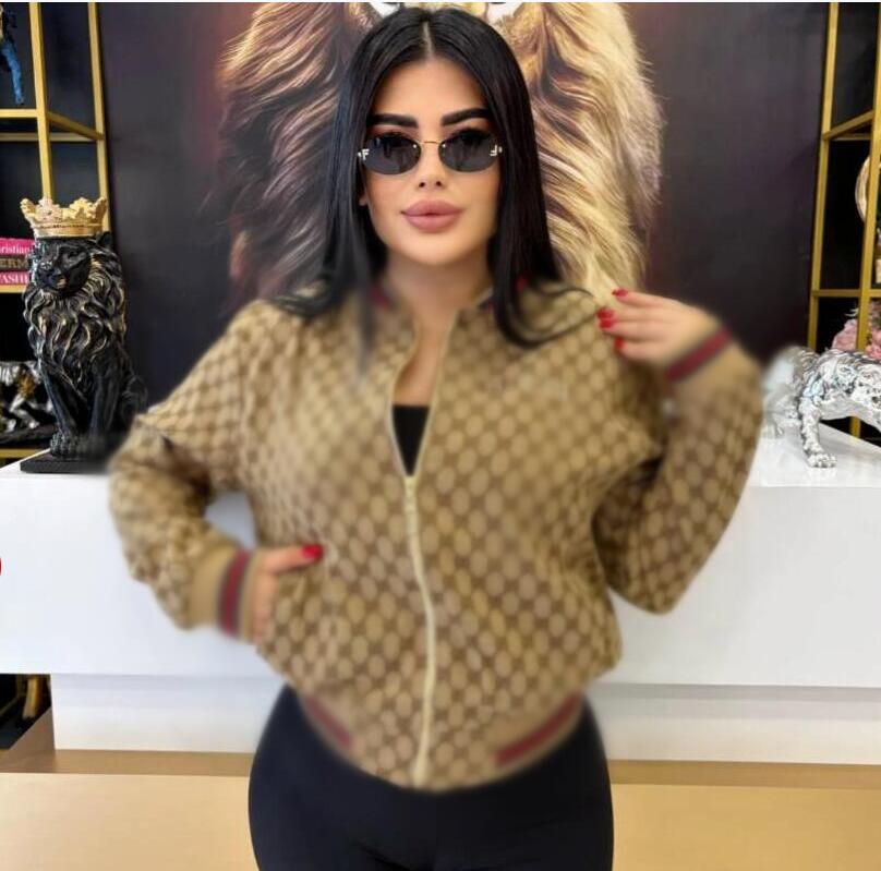 Spring Women's zipper up cardigan desinger jackets jacquard baseball collar Casual luxury metal logo outfit coats
