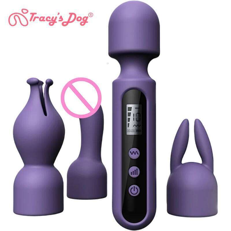 Tracy's Dog Wand Vibrator Kits Couple Adult Sex Toys Clit G Spot Glans Clitoral Stimulator Vibrating Dildo 10 Patterns 4 Speeds S26-image-1097216975