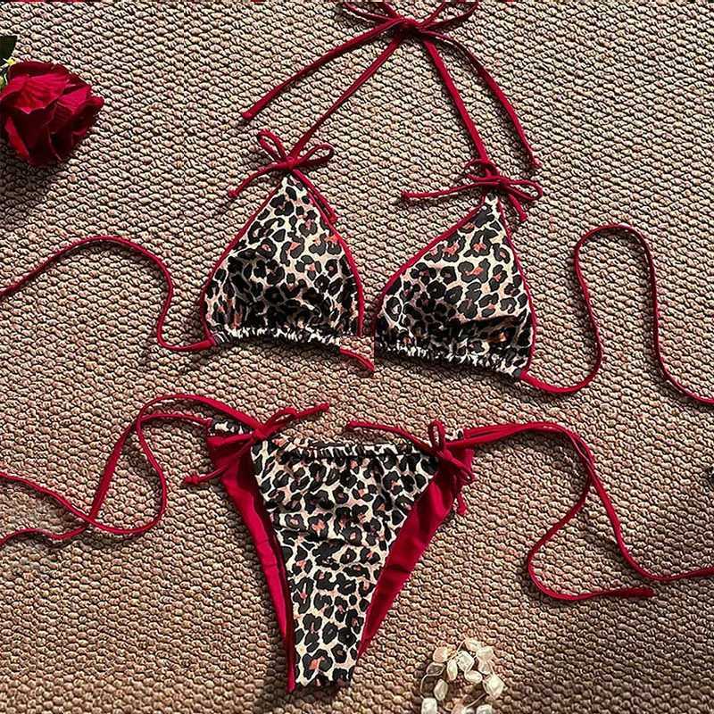 Sexy Leopard Bikini Suit Women S Push Up Swimsuit Thr Points Bikini Set Low Waist Swimwear Women Summer Backless Beachwear L260526-image-1097307422
