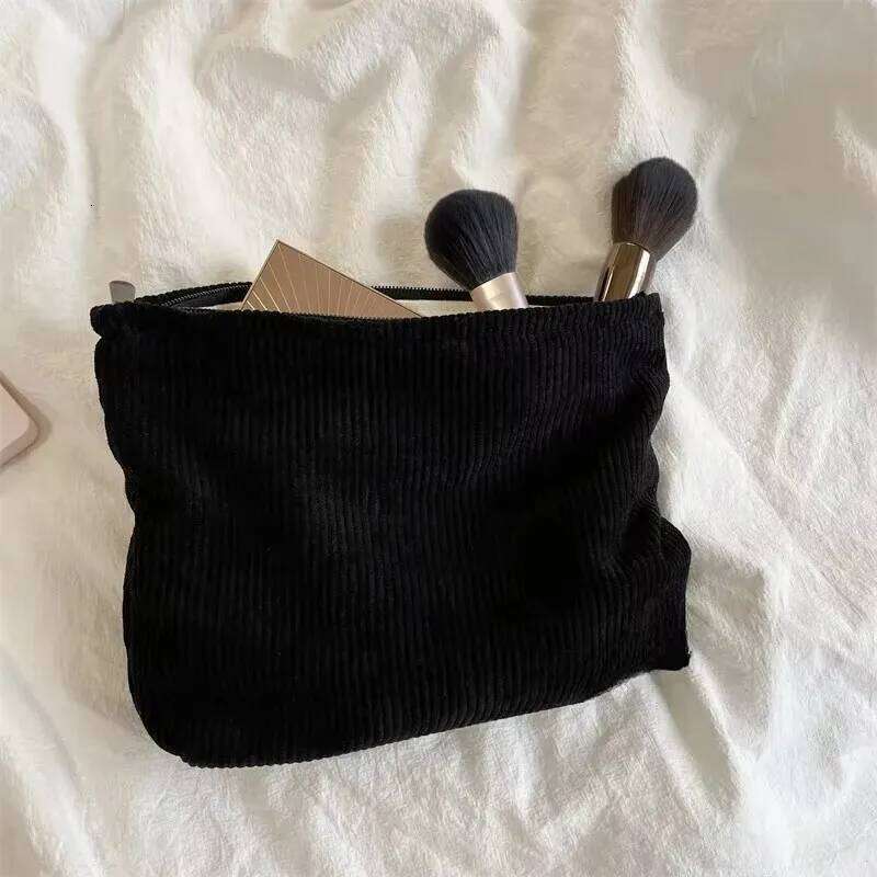 Corduroy Travel Cosmetic Portable Makeup Bag Purses Women Large Capacity Zipper Make Up Organizer Storage Clutch H260311
