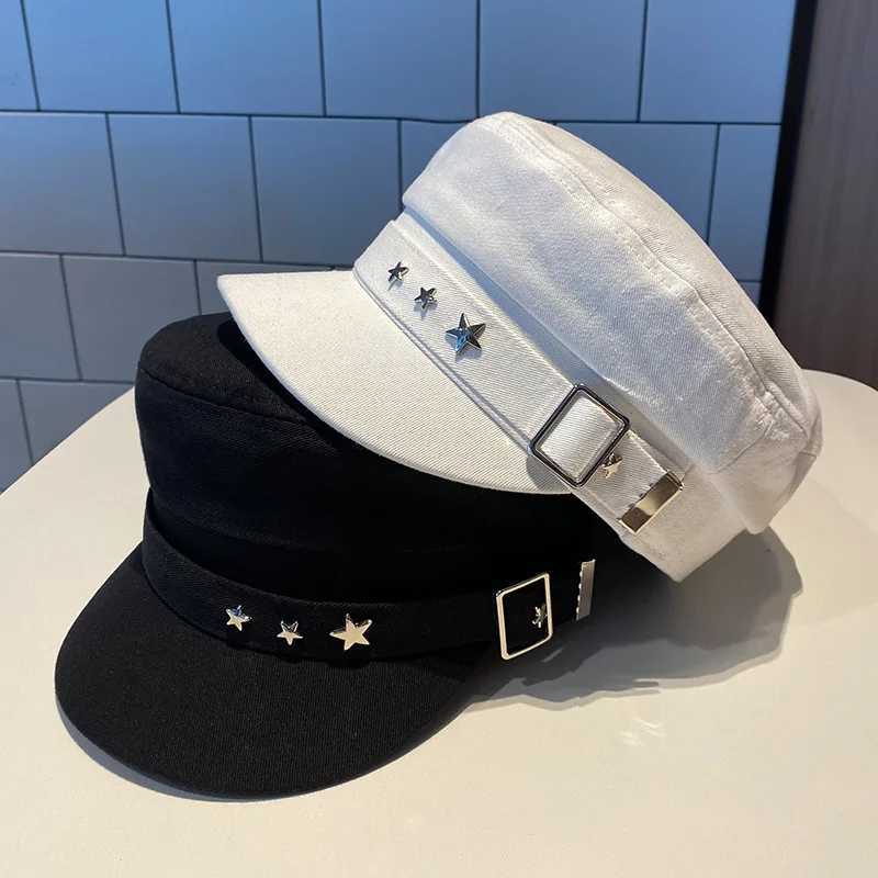 Femmes Béret Noir Étoile Chapeau Printemps et Automne Hiver Britannique Rétro Mode Nouvelle Mer Style Militaire Coréen Casquettes mère chapeaux H