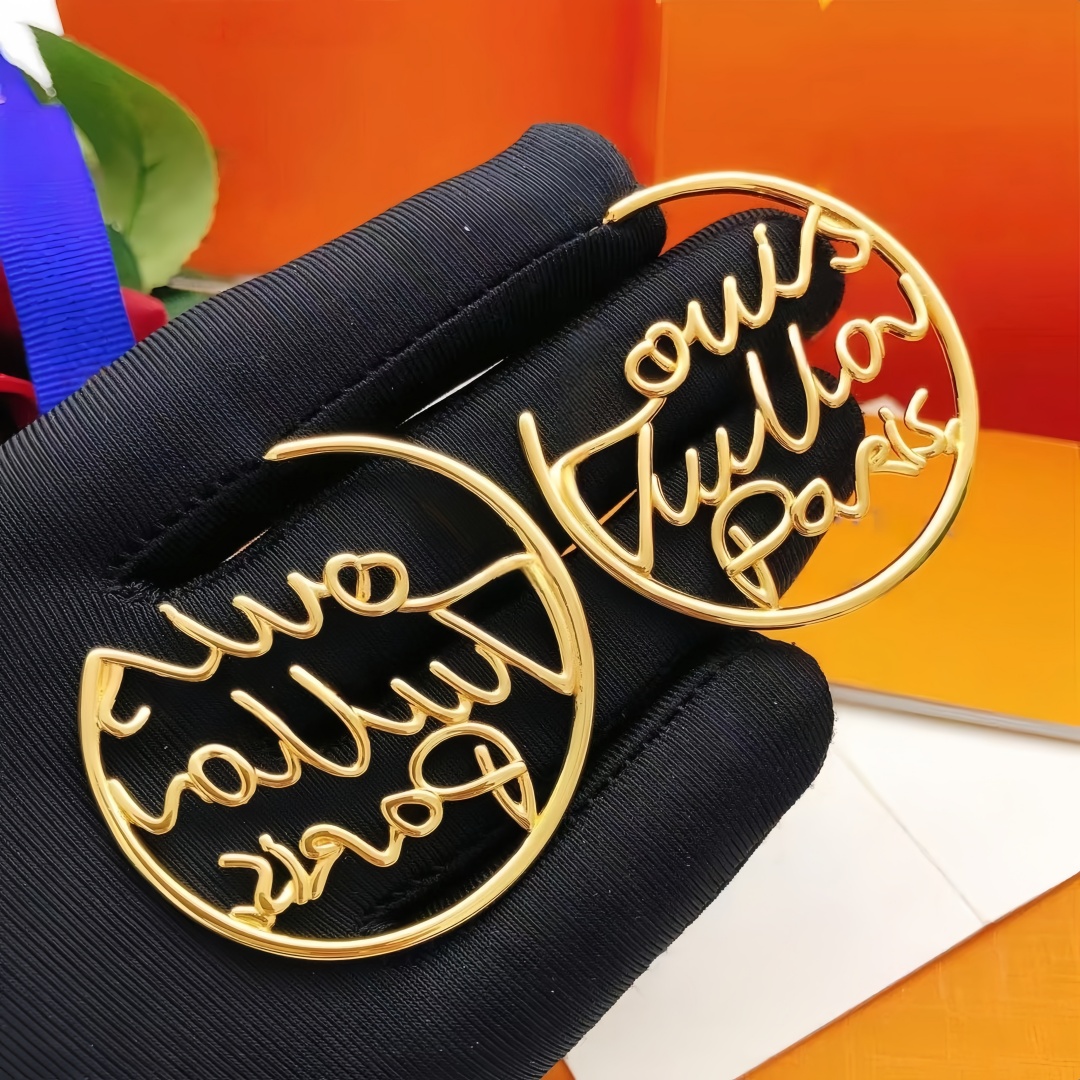 luxury jewelry gold stud earring letters earrings designer for woman 18K gold plated diamond bijoux de luxe fashion designer earring designer jew-image-1097300186