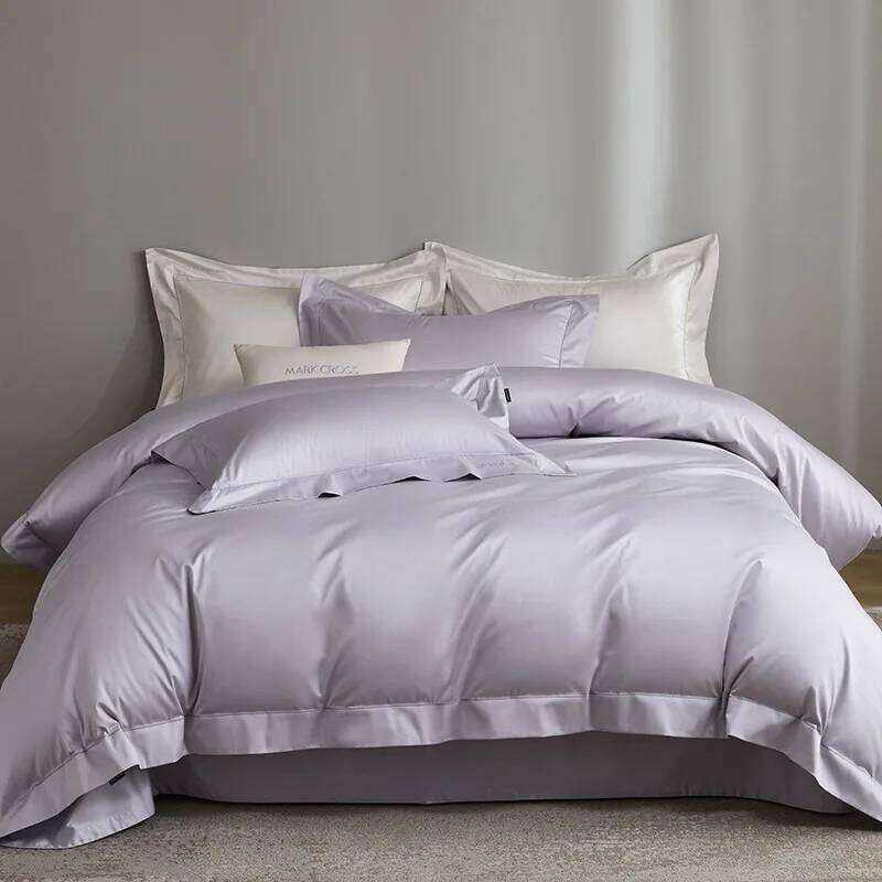 Vent d'hôtel personnalisable 100S Double brin 500T Avati coton à longues fibres élégant perforé couleur unie ensemble de quatre pièces H260312