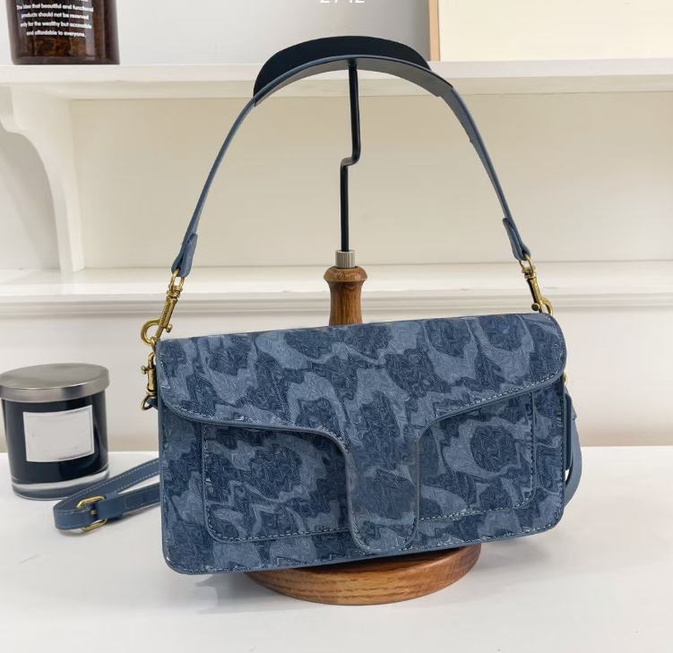 Ladies' armpit bag, light luxury retro denim canvas bag, fashionable new commuting high-end single shoulder crossbody bag 056