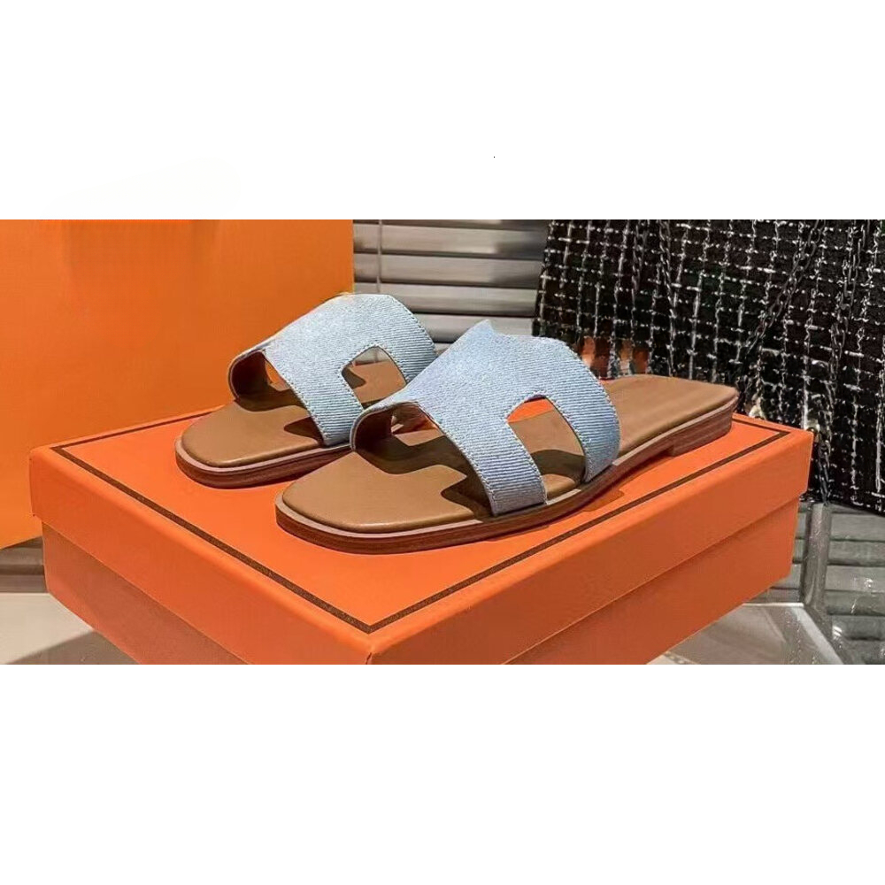 new model Designer shoes flat slippers denim one piece slippers for women s beach casual sandals designer slippers