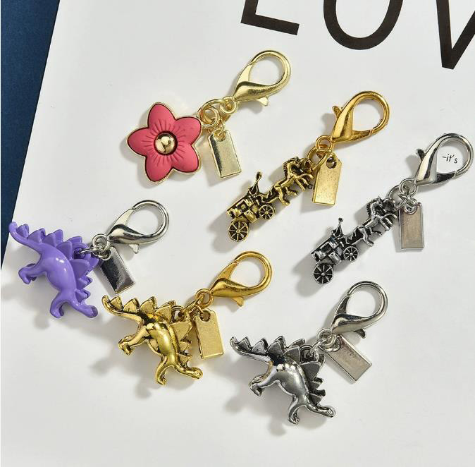 Men Women Letter Designer personality Stegosaurus Keychain Bag Charm Decoration Accessory Key Rings Cherry Resin Lanyards