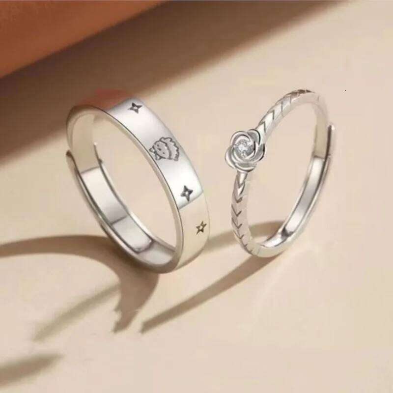 Silver Color Prince Rose Couple Rings for Women Men New Trendy Forever Love Engagement Lovers Ring Valentine's Day Jewelry Gifts W260311-image-1097289842