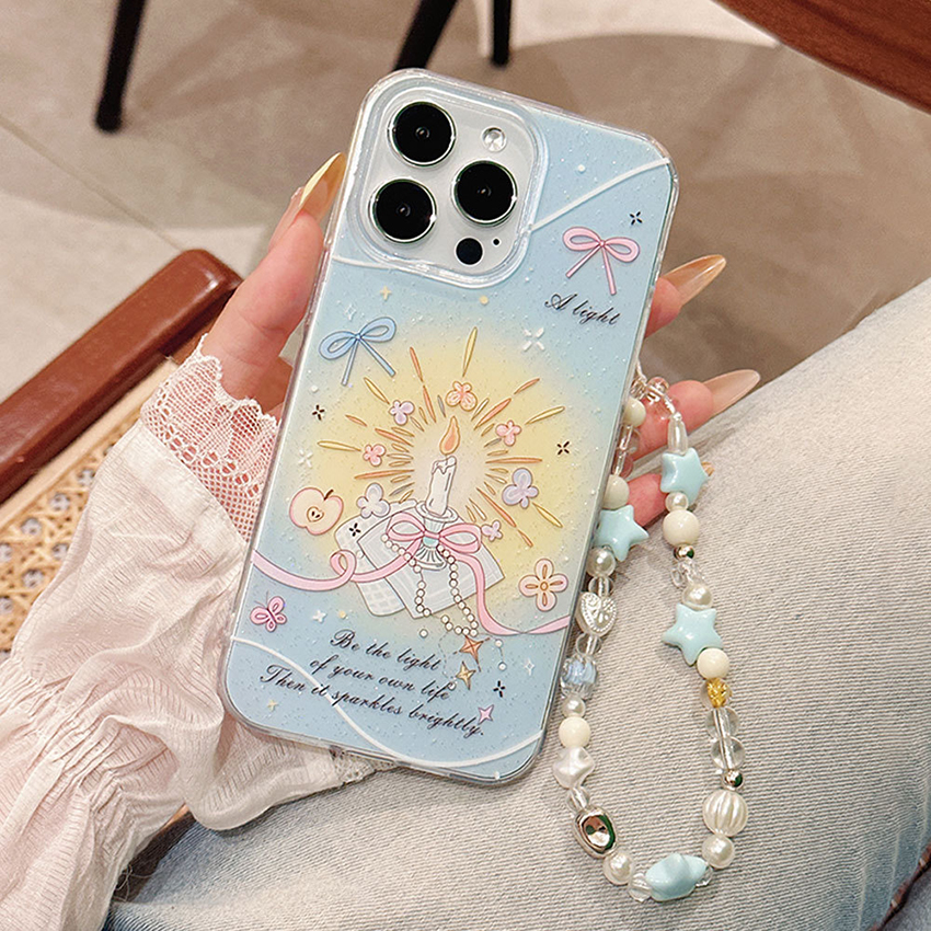 Coque de téléphone à bougie peinte pour Iphone 16 15 14 13 Pro 11 12 Max Plus 16Pro Bracelet 16Promax Phone Case 14Promax Creative 15Promax Cover