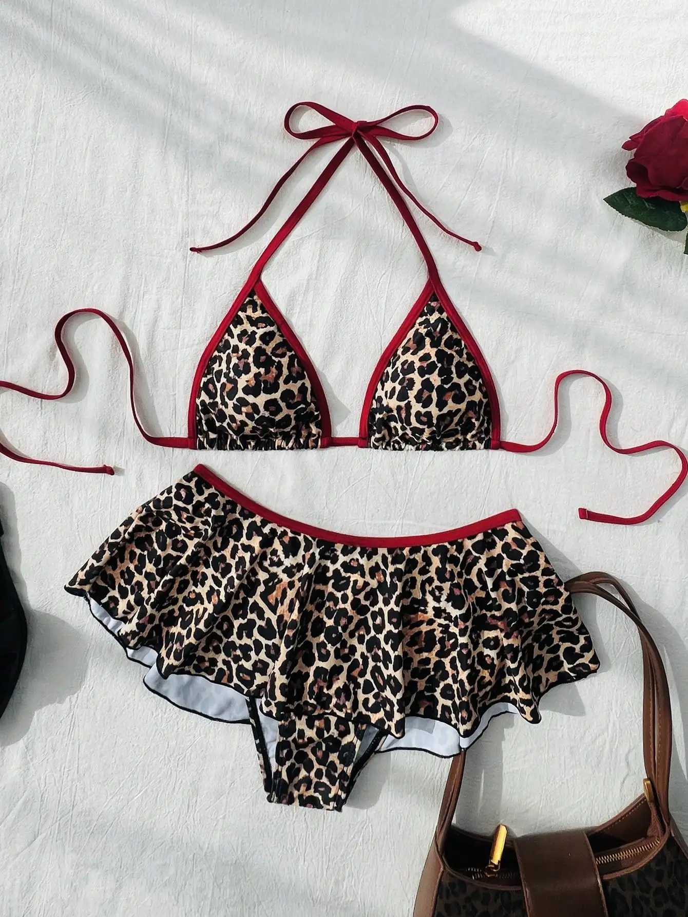 Leopard print bikini thong skirt is cute and sexy showing the figure and temperament L260526-image-1097307462