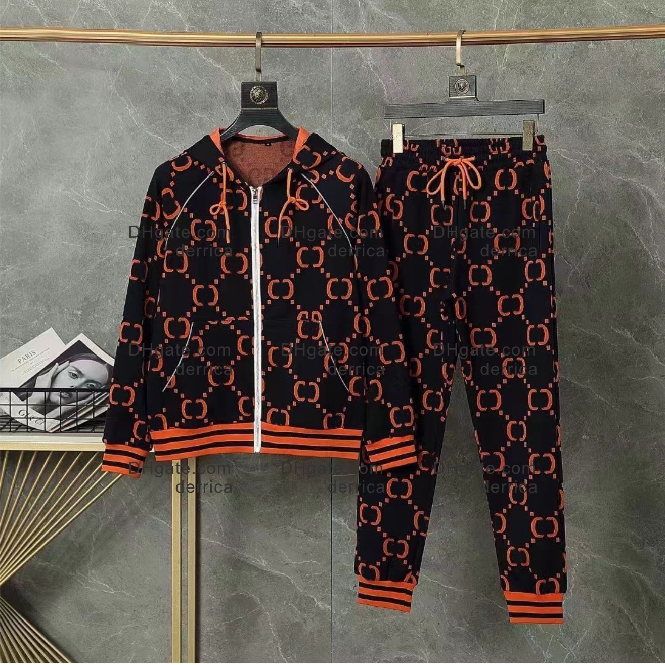 mens set designer sports set 2piece casual suit mens classic letters chessboard style fashion slim sports suit longsleeved mens jogging sports suit
