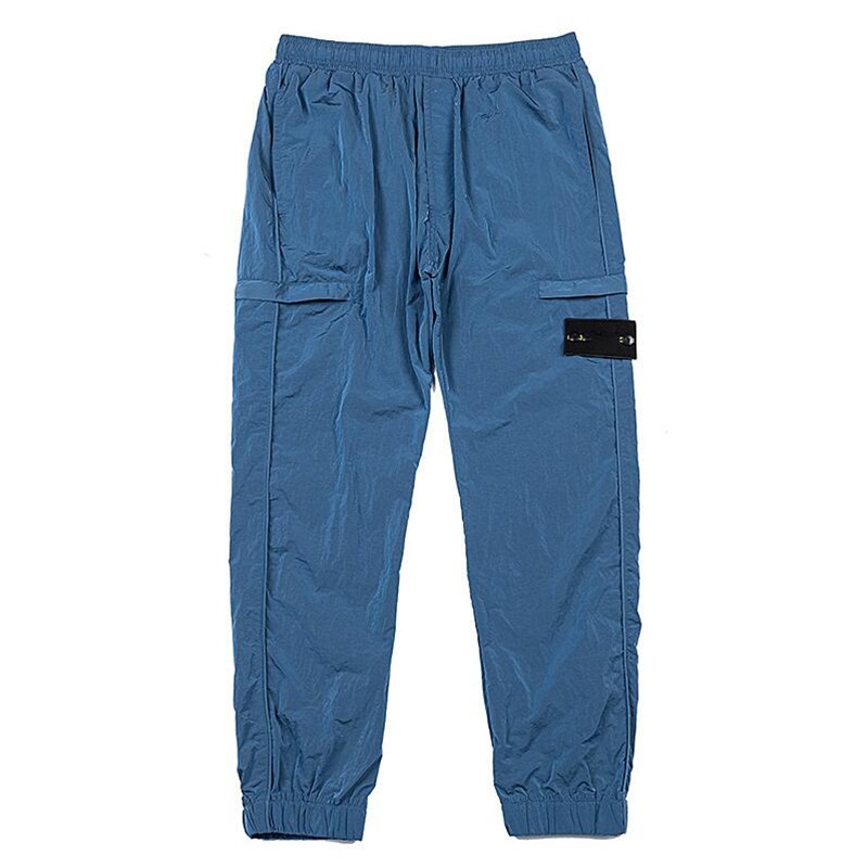 Métal nylon hommes pantalon poche mâle teint pantalon extérieur pantalon de jogging décontracté noir gris taille M-XXL