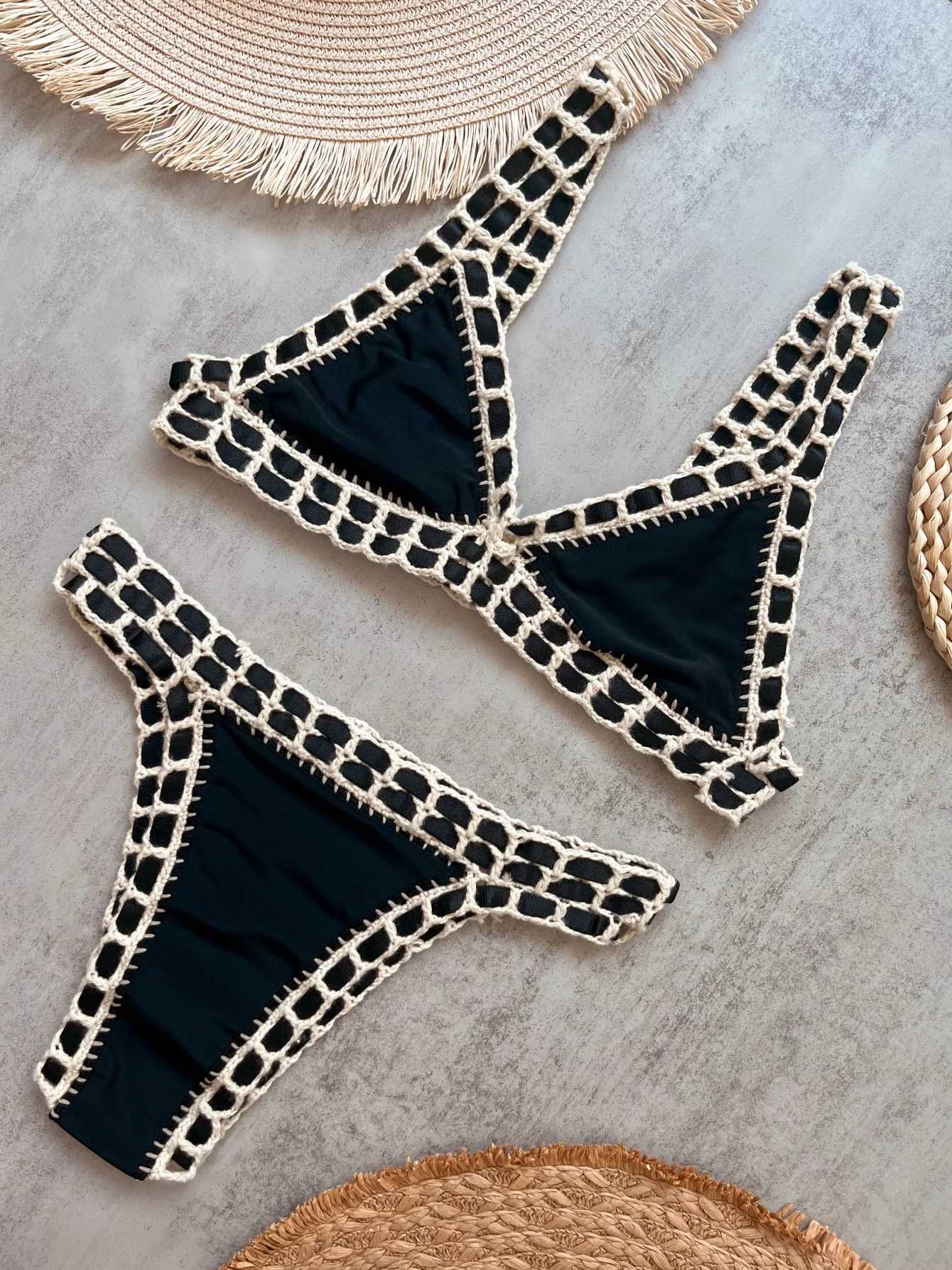 Black Crochet Bikini 2025 Sexy Women Swimsuit Female Swimwear Micro Bikini Set Bandeau Swimming Suit Beachwear Brazilian Biquini L260526-image-1097305701