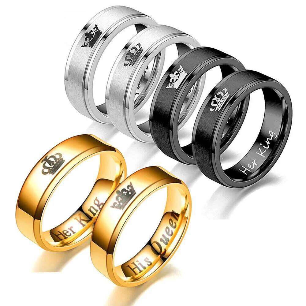 6mm Fashion Stainless Steel Ring His Queen Her King Black Crown Couple Jewelry Anniversary Valentine's Day Gifts W260311-image-1097292819