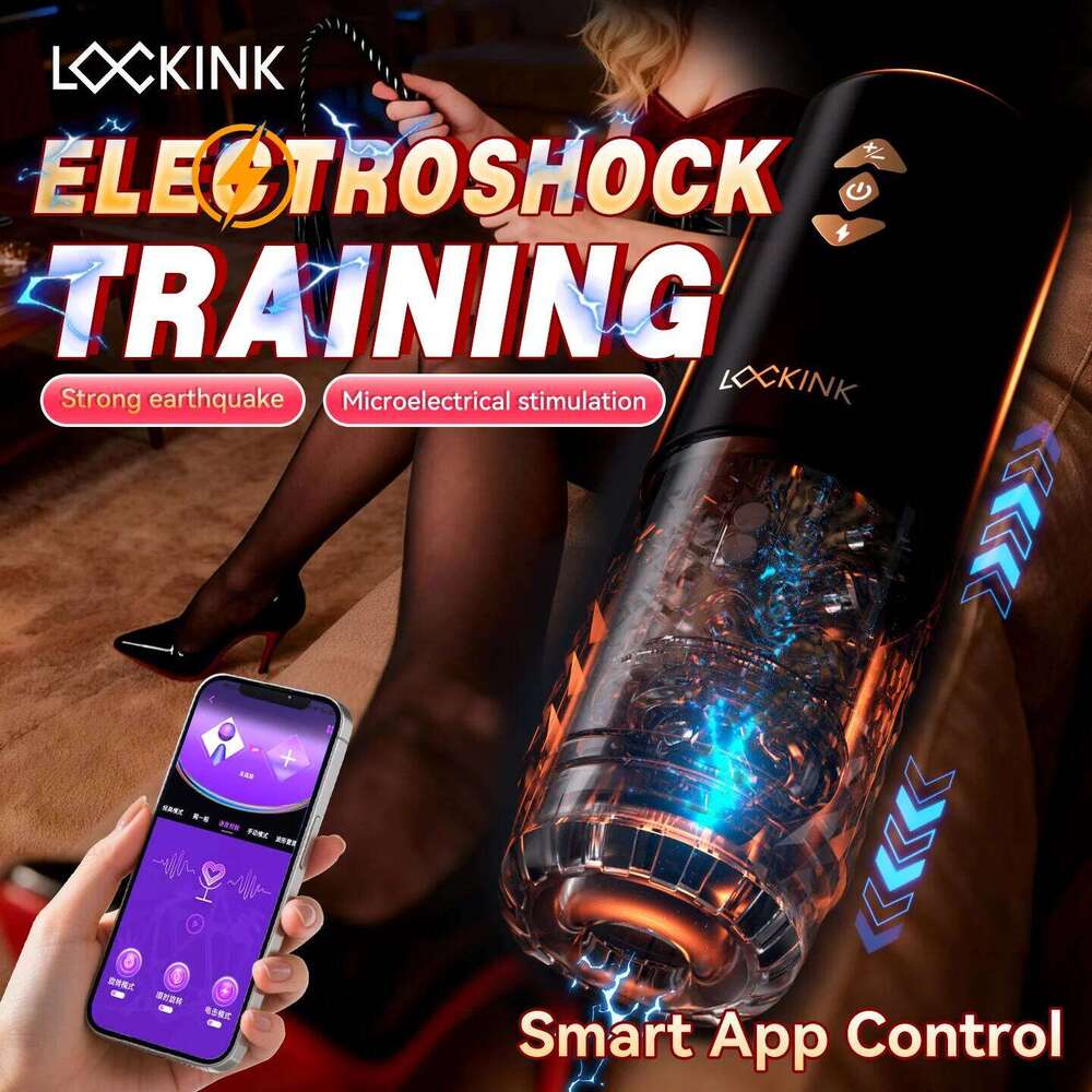 LOCKINK Male Electric Shock Masturbator Pocket Pussy Automatic Men Masturbation Cup Intelligent Penis Training Vibrator Sex Toys S26-image-1097217563
