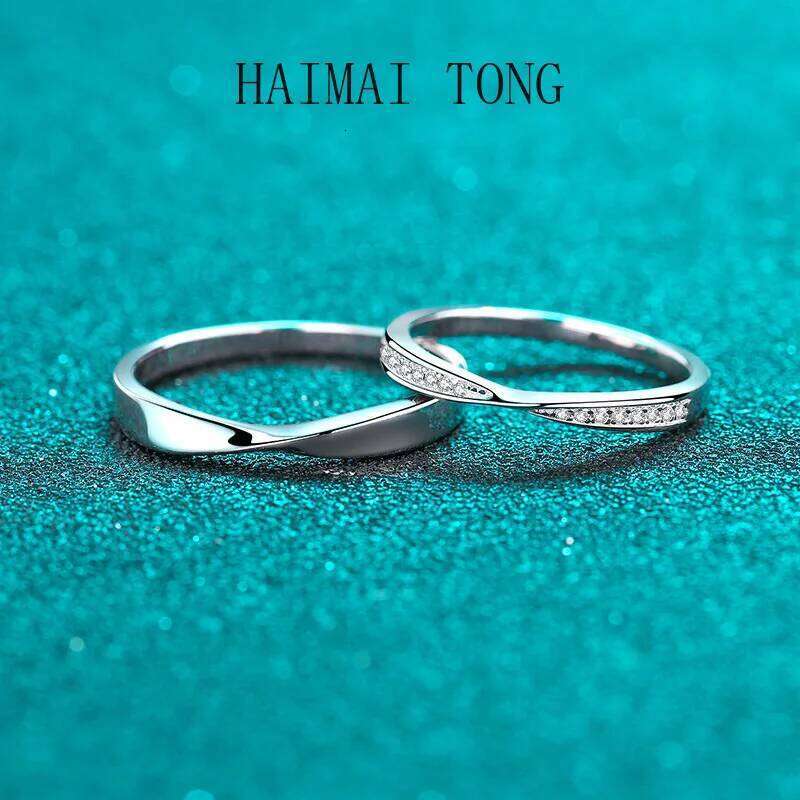 HAIMATONG PT950 Platinum Valentine's Day Gift Couple Moissanite Unisex Pair Ring Manufacturer Direct Supply Wholesale W260311-image-1097297880