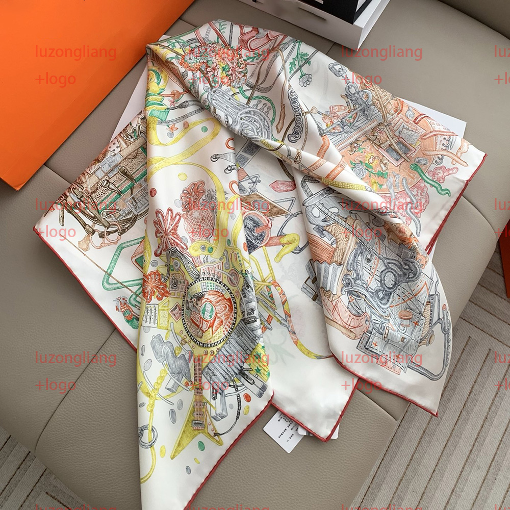 2026 Advanced % Silk Scarf Designer Double-Sided Print Hand-Turned Edges 90*90 Square Scarf High-End Shawl Scarf Unisex Silk Scarf Silk Bustier Scar