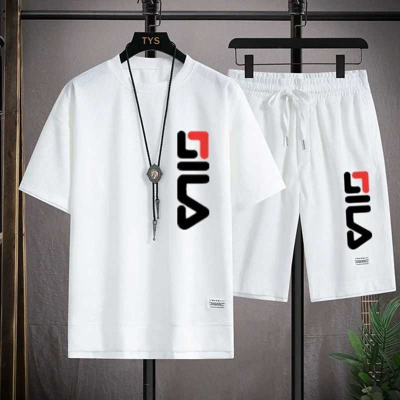 High quality Mens Korea Comfortable and Summer Fashion Print Sports Suit Fitness Jogging Daily Casual Wear Beach shorts setT260312