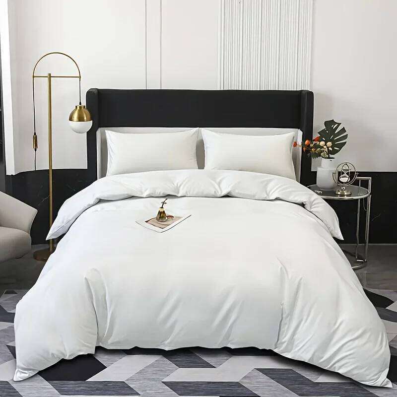 WOSTAR Black white solid duvet with pillowcases 220x240cm double bed quilt cover four seasons bedding set king size H260312-image-1097352410