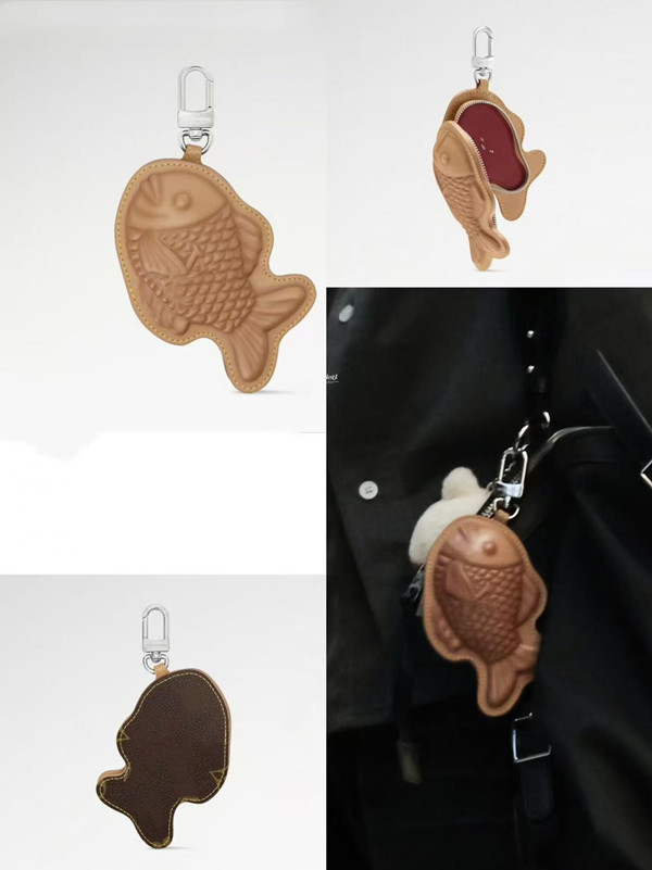 Sac de rangement Porte-clés Taiyaki en forme de poisson de luxe et breloque pour sac Cuddle Designer Hommes Femmes Porte-clés Portefeuille Coin P
