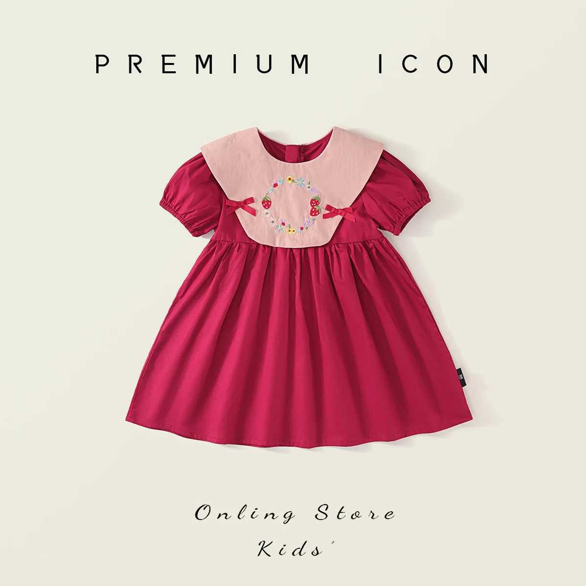 Girls French Retro Embroidered Dress 2025 Summer Pink Long Sleeved Pure Cotton Princess DressT260313-image-1097417881