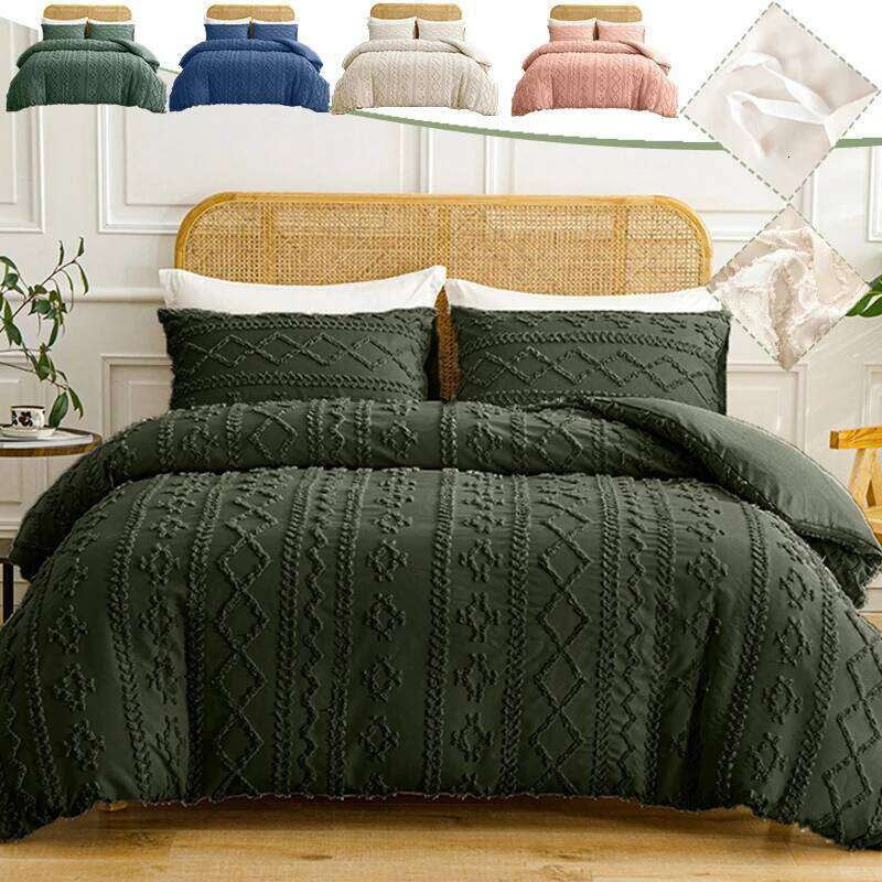 Soft and Warm Solid Color Bohemian Cut Flower Three Piece Set Includes 1 or 2 Pillowcases in Multiple Sizes for Winter Bedding H260312