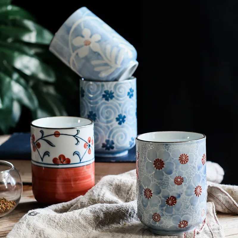 Japanese Handmade Painted Tea Cup Home Creative Straight Cups Office Ceramic MugVintage Tableware Coffee Mugs Christmas Gift C260313-image-1097498217