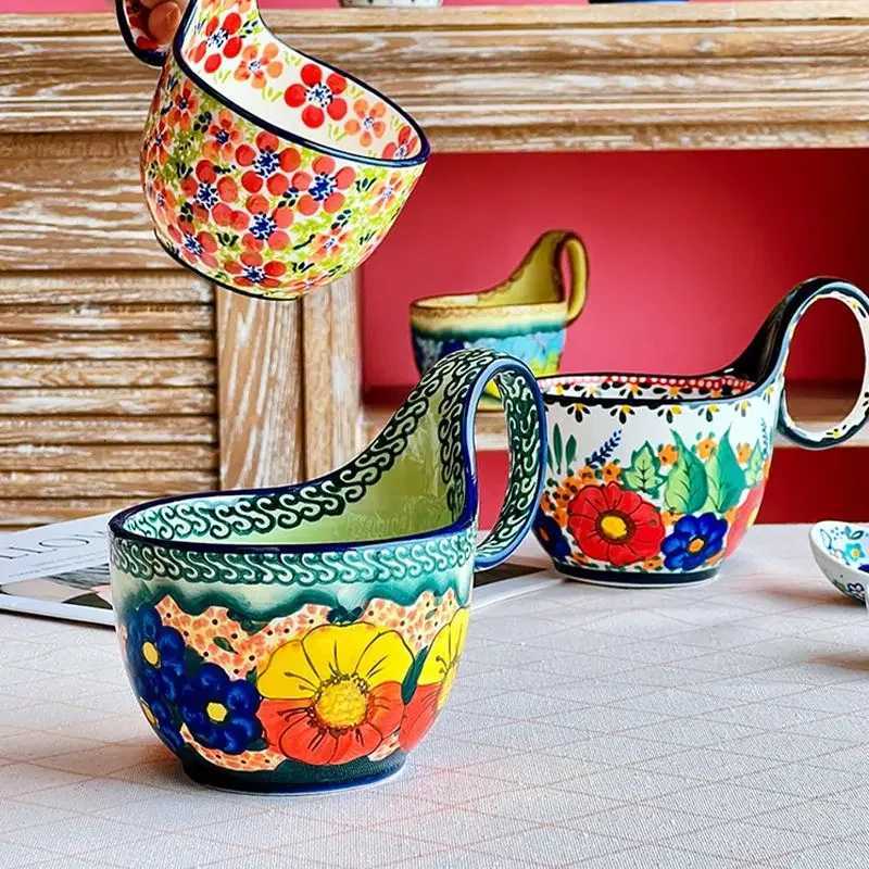450ml Hand-painted Ceramic Coffee Mug Coffee Milk Tea Breakfast Drinking Mugs C260313-image-1097497154