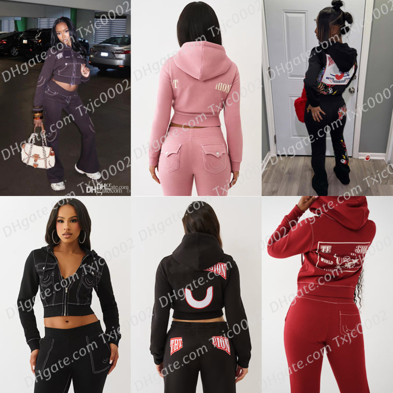 Spring Street Tracksuits Womens Casual Comfortable Sports Sweatsuit Two Piece Set Long Sleeve Zipper Hooded Hoodie Crop Top Sweatpant