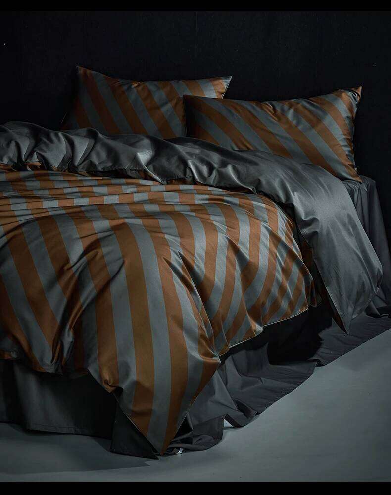 Four piece bed 100 sateen high-end long staple cotton all-cotton sheet and quilt set bedding H260312-image-1097372277