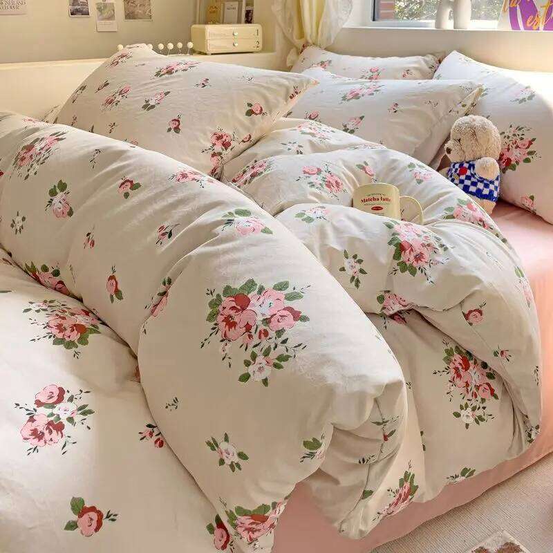 Ins literie rafraîchissant nouveau carillon à vent bleu quatre pièces ensemble sur lavage coton drap de lit dortoir 3 pièces H260312
