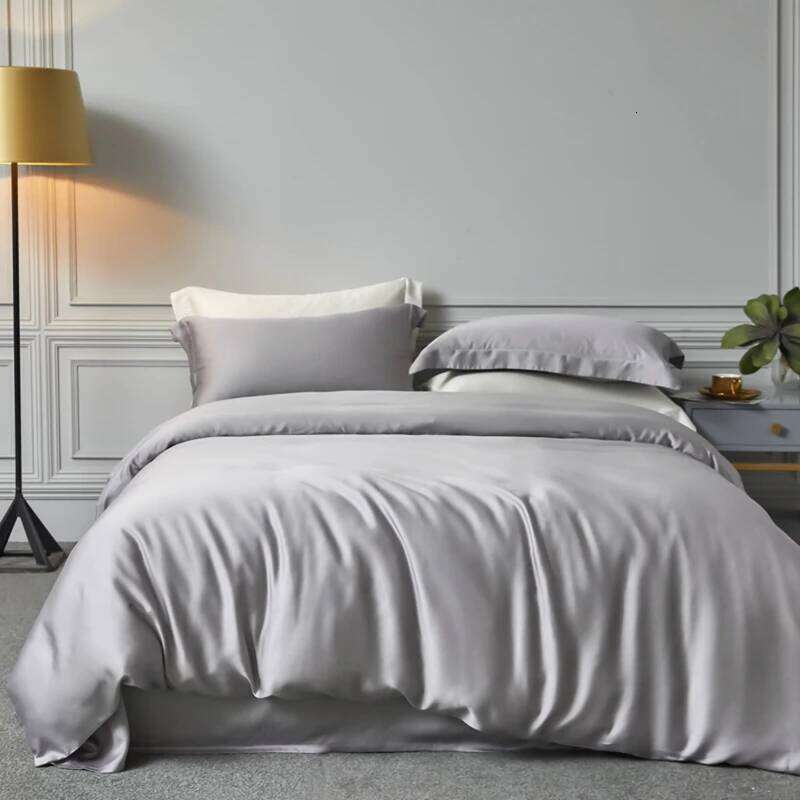 Natural Silk Bedding Quilt Soft Flat Sheet Pillowcases Queen King Size Duvet Cover Set H260312-image-1097371704