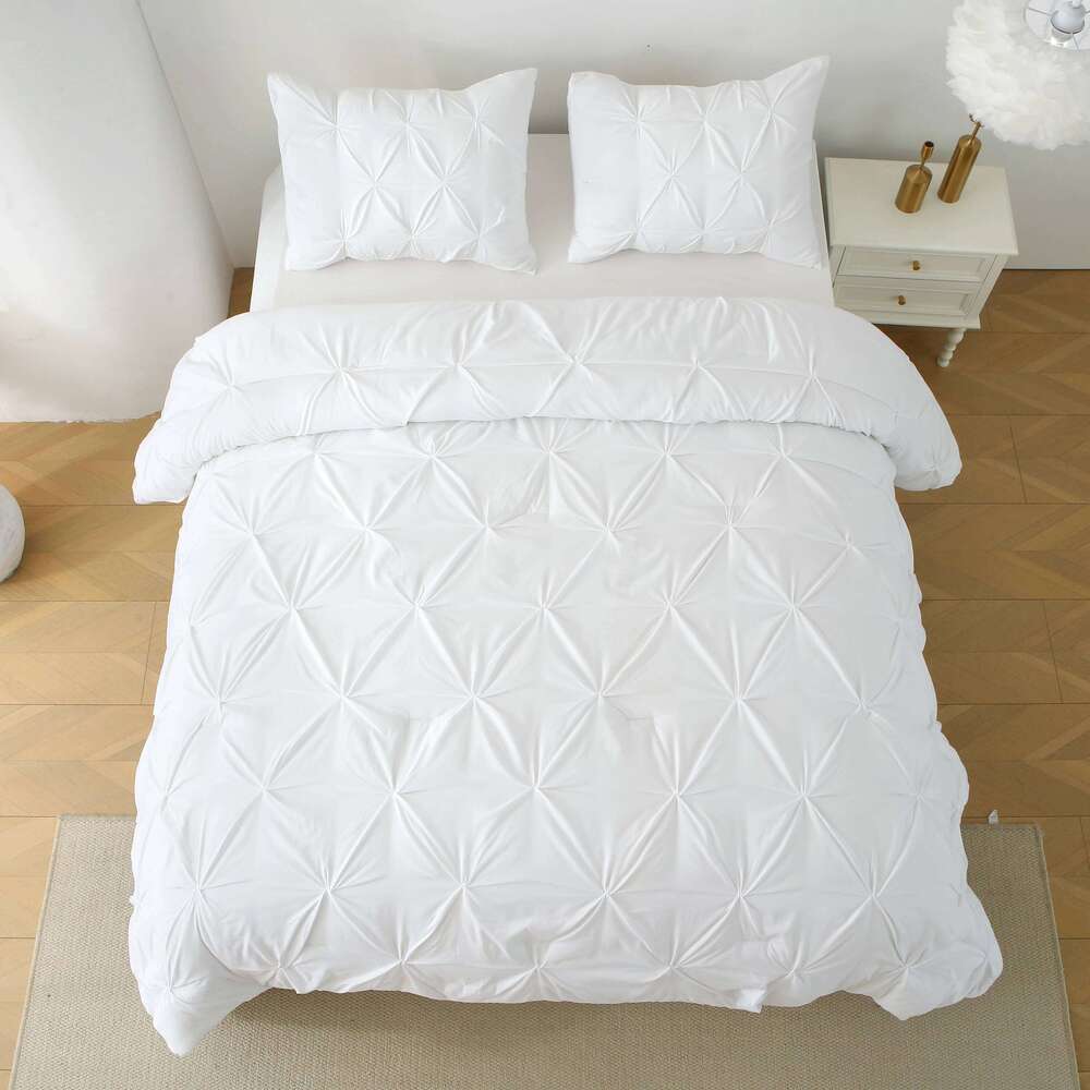 Parure de lit king size 3 pièces avec 1 couette alternative en duvet et 2 taies d'oreiller, blanc H260312