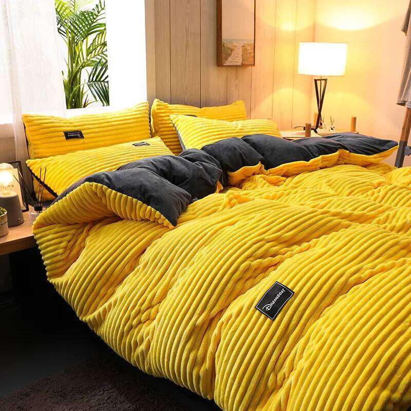 Winter Thick Solid Color Velvet Duvet Warmth Bedding Set Double Soft Quilt Twin Queen King Comforter Cover 220*240 H260312-image-1097373366