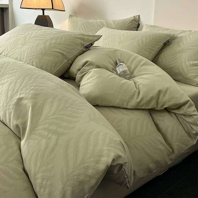 Four-piece set of pure cotton, all-cotton, 60-count jacquard quilt cover, bed sheet set, home textiles H260312-image-1097370177