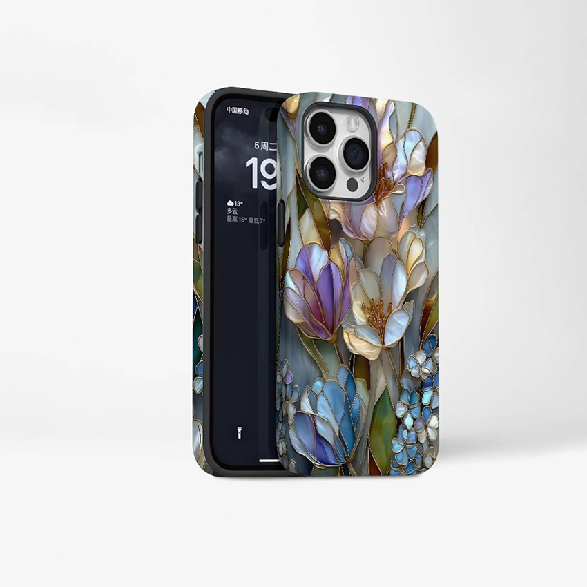 Painted Flower Phone Case For Iphone 17 16 15 14 13 Pro 12 11 Max Plus 16Promax Double Layer 16Pro Phone Case 15Promax Personalized 15Pro Cover 1