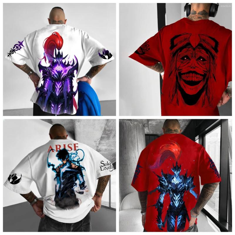 Men's T Shirts 25/26Japanese Anime Solo Leveling Shirt Men Sung Jinwoo Cartoon Graphic Tees Harajuku Short Sleeve High Quality Cotton