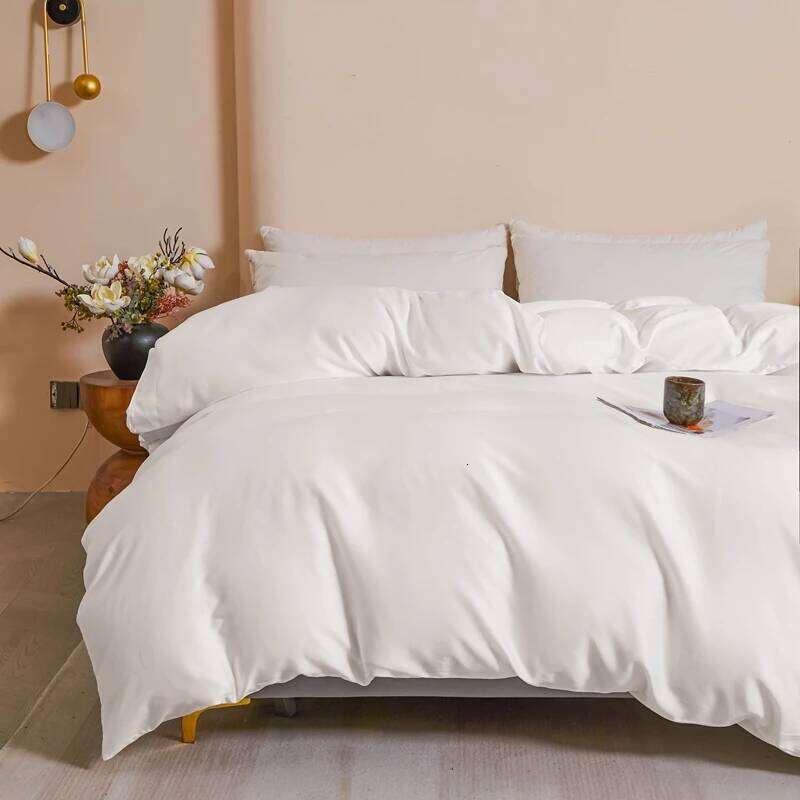 3pcs King Duvet Cover Set, White Silky Lyocell Bedding Setno Sheet,Quilt Cover+Pillowcases For Double Bed Home Drop Shipping H260312-image-1097372767