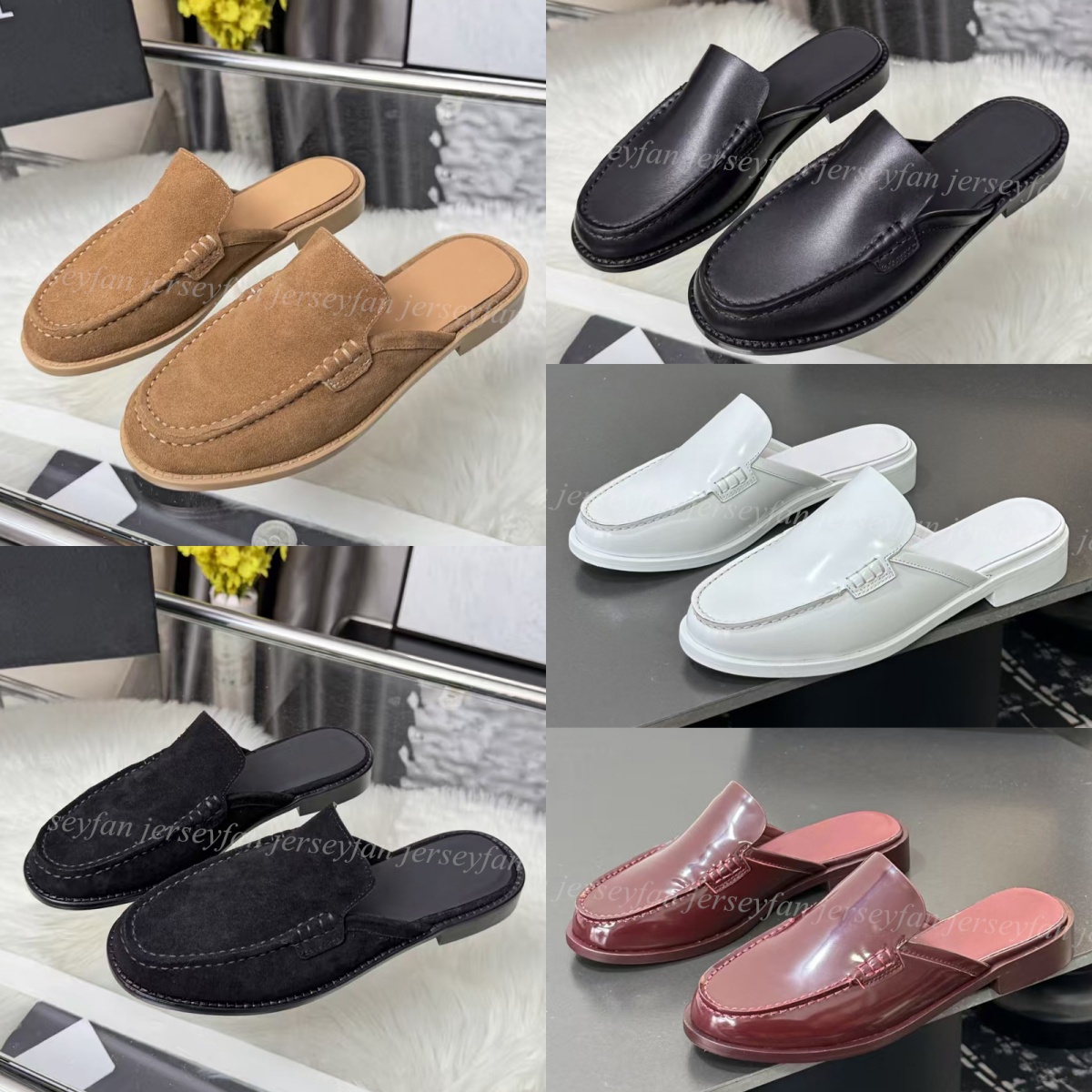 Mocassins mules pour femmes de qualité supérieure, chaussures plates confortables à enfiler dos nu pour un usage quotidien décontracté 34635