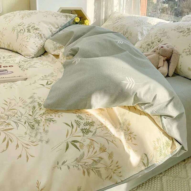 Housse de couette, taie d'oreiller, drap plat, ensemble de 4 pièces, dessin animé pour fille, doux pour la peau, literie pour lit Double quatre s