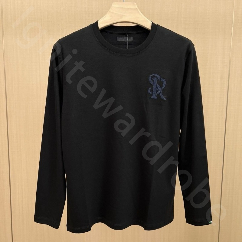 Quiet Luxury Designer Mens Long Sleeve T-shirt Plus Size Blue Letters Eagle Embroidered Long Sleeves Bottoming Shirt Tee Tops SR1289