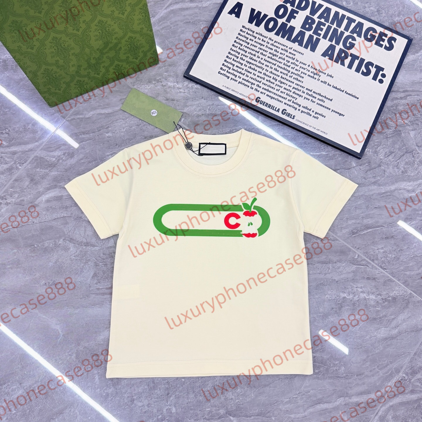 Lettre de dessin animé de créateur imprimée C enfant jaune pâle à manches courtes pour tout-petits t-shirt de créateur pour enfants Col rond Impr