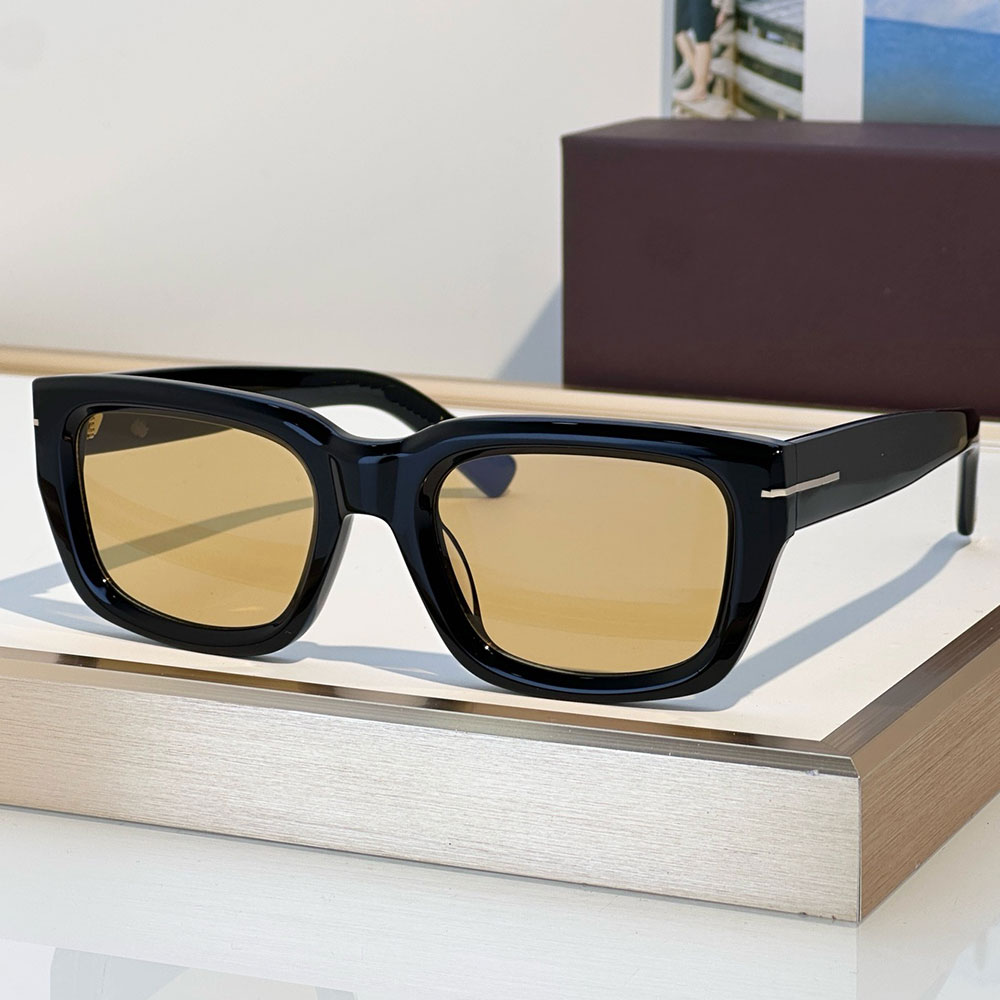 ICON RECTANGULAR SUNGLASSES luxury designer mens sunglasses FT1327 shining acetate frame style sunglasses exquisite gold color sign UV400 Protection