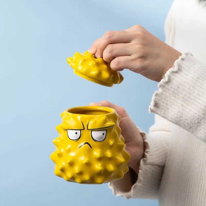 Durian Cup Bizarre Mug Tea Cup with Lid Home Water Cup Funny Sand Sculpture Birthday Gift for Girls C260313-image-1097498879