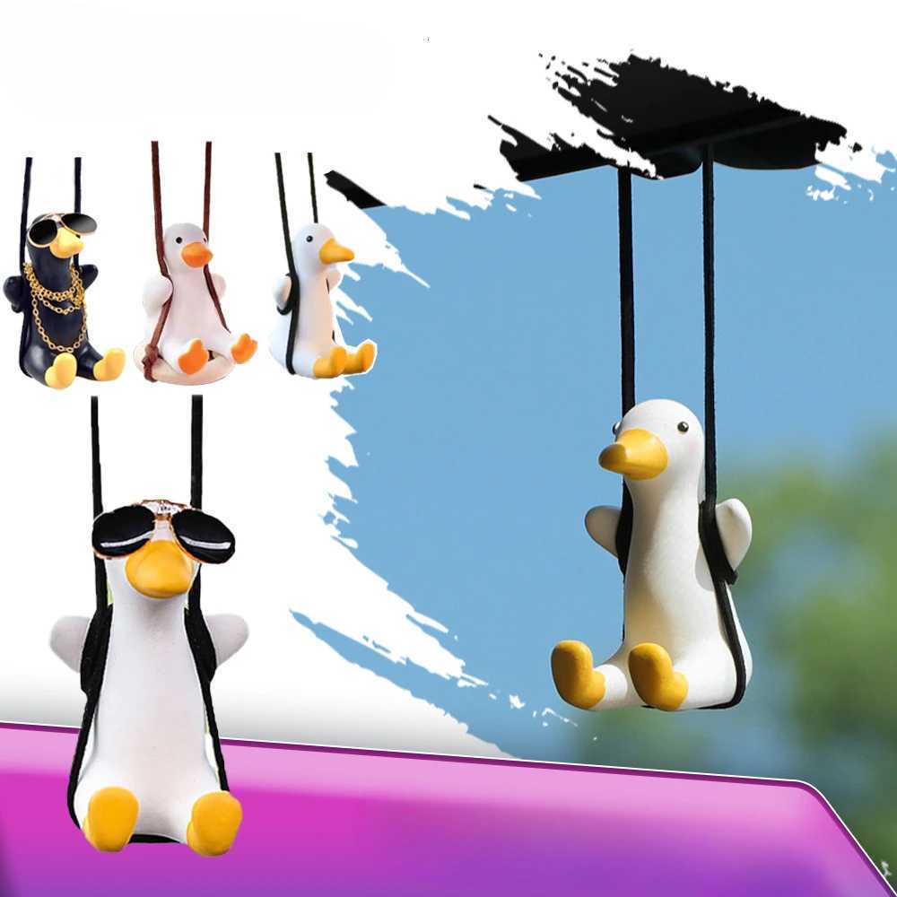 Car Pendant Cute Anime Swing Duck Auto Rearview Mirror Hanging Ornaments Interior Decoraction Accessories Car Fragrance for Gift K260313-image-1097394827