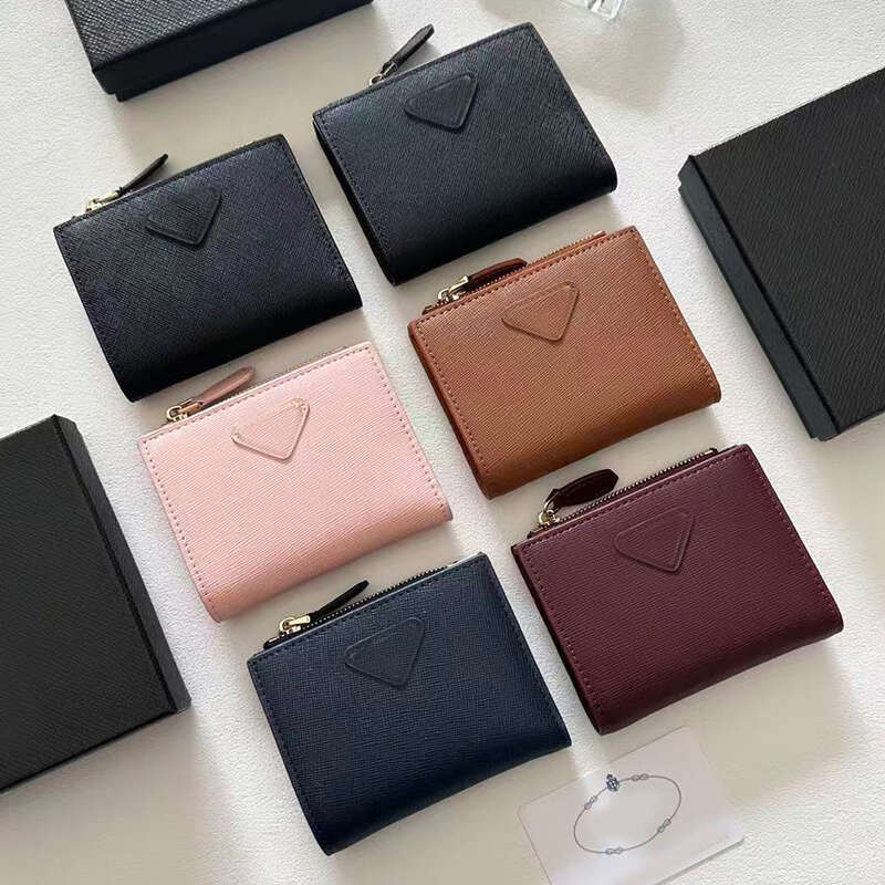 2026 New Short Wallet Card Holder Mini Purse Designer Luxury Leather Black Pink Handbag Coin Purses Square Clutch